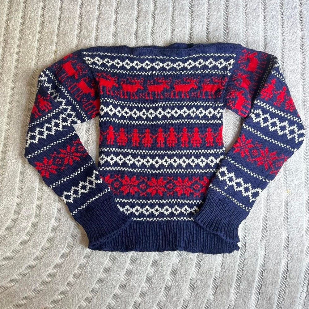VTG 60s Norwegian Knit Sweater Size S Retro Cottage Cabincore Outdoor Winter